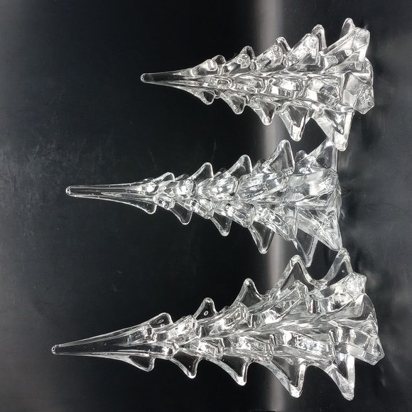 Holiday Vintage Set Of 3 Clear Glass Christmas Trees Lillian Vernon